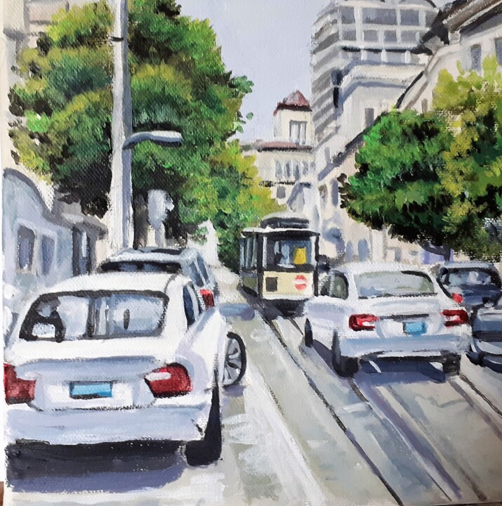 Pintura intitulada "Rue de San Francisc…" por Francis Stanzione, Obras de arte originais, Acrílico Montado em Armação em mad…