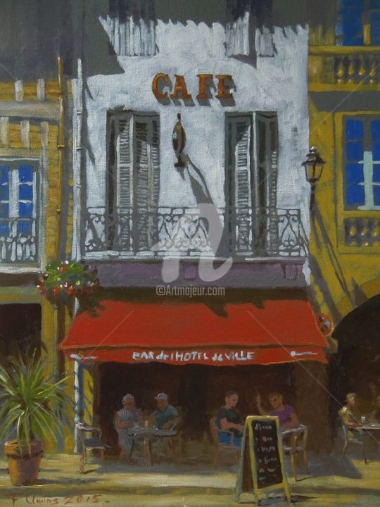 Painting titled "bar-de-l-hotel-de-v…" by Francis Uwins, Original Artwork, Oil