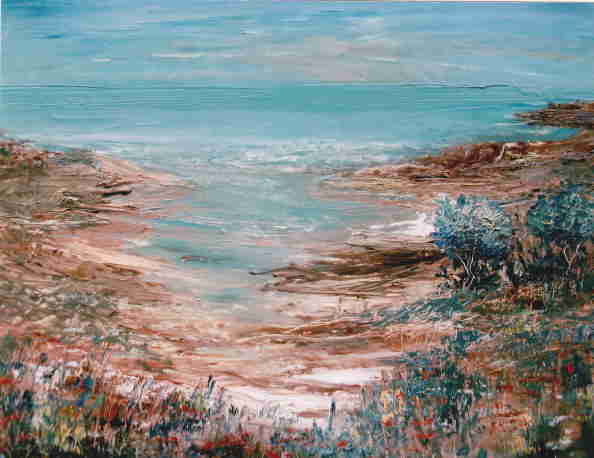 Painting titled "PLAGE CORSE" by Francis Abril, Original Artwork