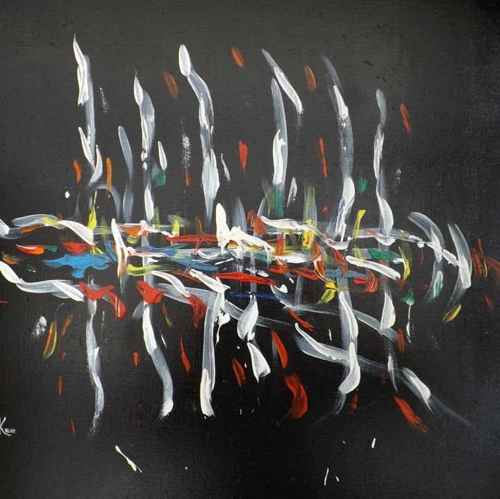 Peinture intitulée "Imaginaire sur fond…" par Francis Brioul, Œuvre d'art originale, Acrylique