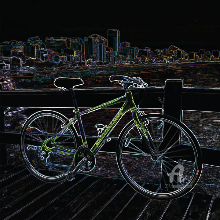 Digital Arts titled "Night Ride, Rio de…" by Francisco Dias Leite, Original Artwork, Digital Painting