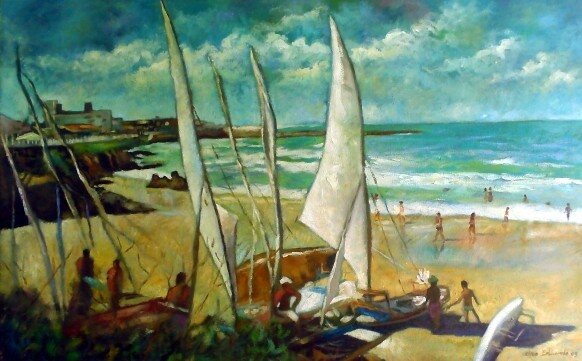 Painting titled "praia de areias pre…" by Francisco Eduardo, Original Artwork