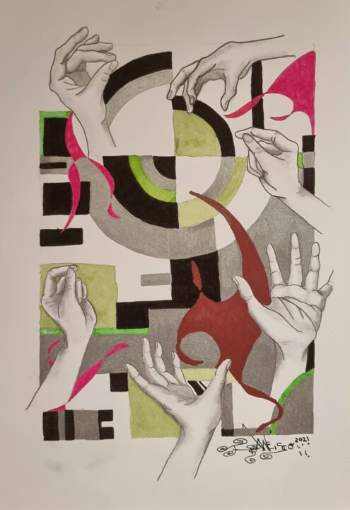 Malerei mit dem Titel "Abstracto 609" von Francisco García Ibarra, Original-Kunstwerk, Tinte