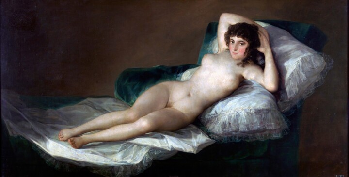 Картина под названием "La Maja nue" - Francisco Goya, Подлинное произведение искусства, Масло