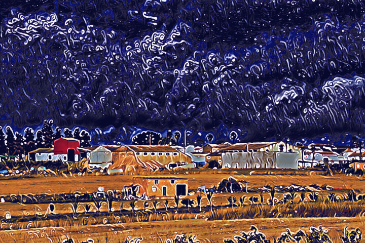 Arte digital titulada "casas en el campo" por Francisco Lopez Bermudez, Obra de arte original, Pintura Digital