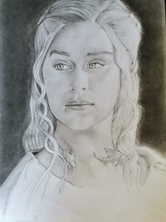 Disegno intitolato "Daenerys Targaryen…" da Francisco Martin, Opera d'arte originale, Carbone