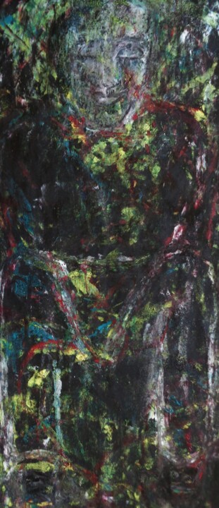 Malerei mit dem Titel "l'homme assis" von Francisco Mendes, Original-Kunstwerk, Öl