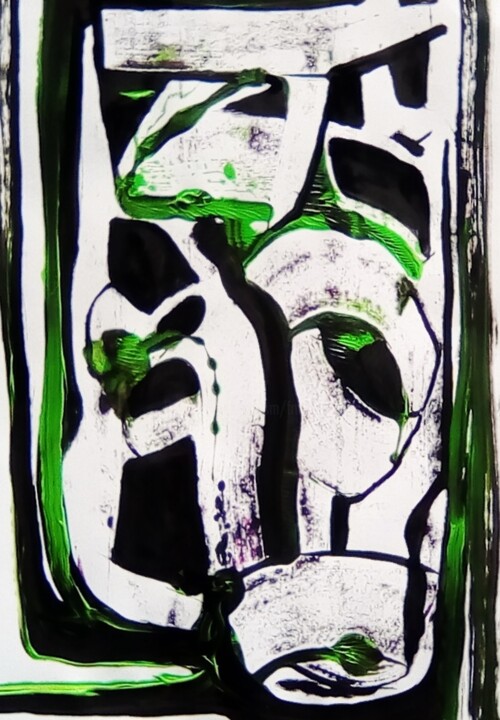 Painting titled "je pose la question…" by Francisco Mendes, Original Artwork, Acrylic