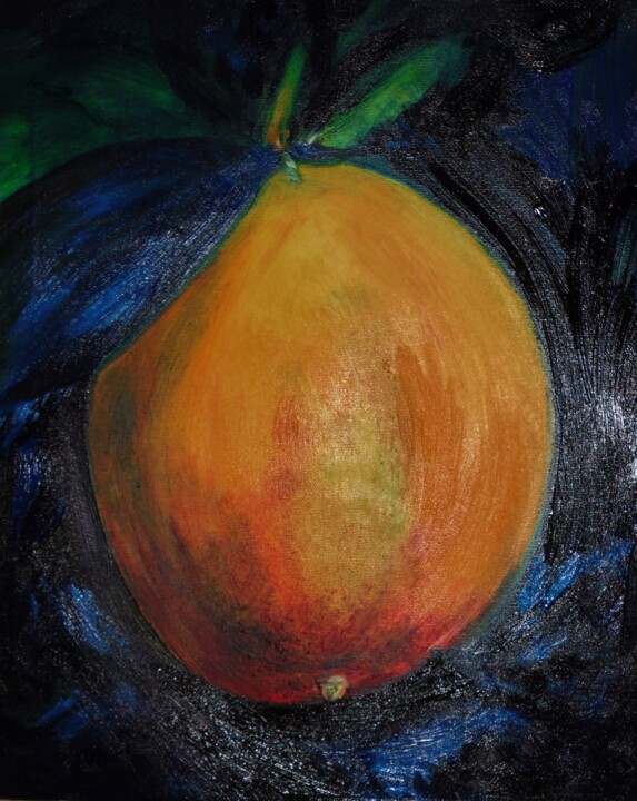Painting titled "l'orange bleu" by Francisco Mendes, Original Artwork