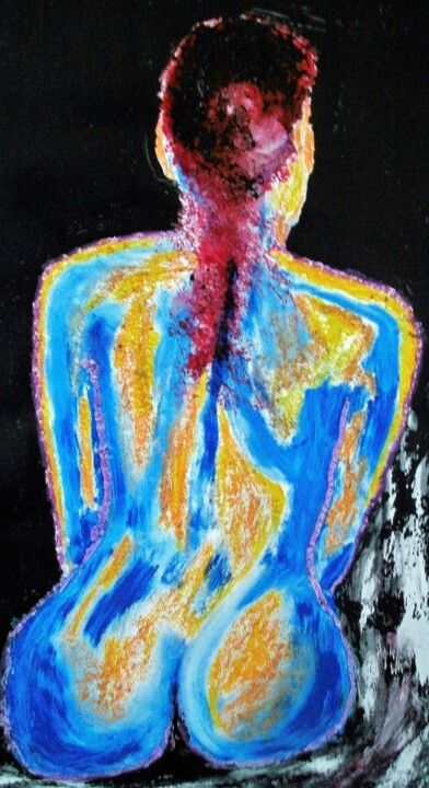 Painting titled "azoul" by Francisco Mendes, Original Artwork, Oil