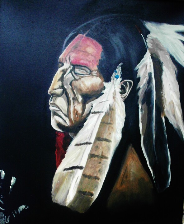 Painting titled "indien" by Francisco Mendes, Original Artwork, Oil