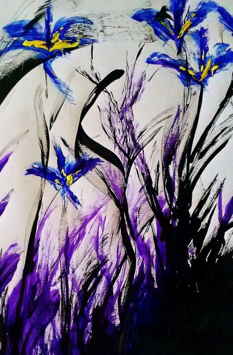 Painting titled "iris." by Francisco Mendes, Original Artwork, Acrylic