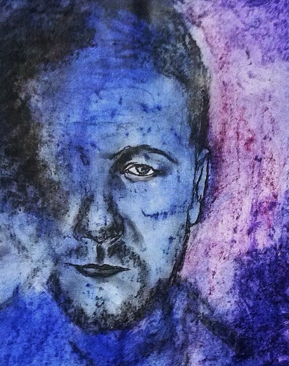 Painting titled "autoportrait" by Francisco Mendes, Original Artwork, Ink