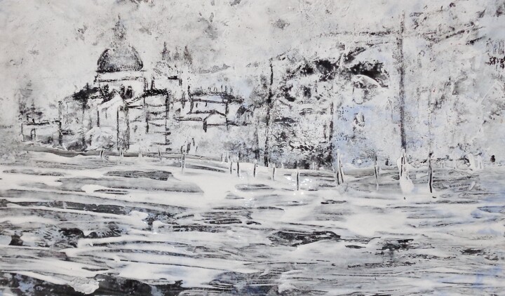 Schilderij getiteld "Venise sous la neige" door Francisco Mendes, Origineel Kunstwerk, Acryl