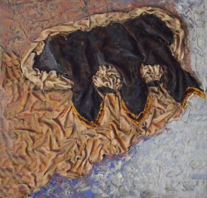 Textile Art titled "EL NIDO COLGANTE" by Francisco Serrano Gutierrez, Original Artwork, Fabric Mounted on Wood Panel