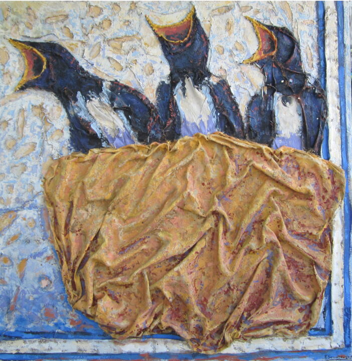 Arte textil titulada "EL NIDO" por Francisco Serrano Gutierrez, Obra de arte original, Tela Montado en Bastidor de camilla d…
