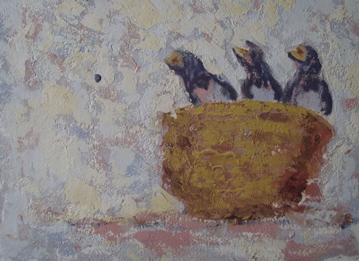 Painting titled "Little Nest" by Francisco Serrano Gutierrez, Original Artwork, Oil
