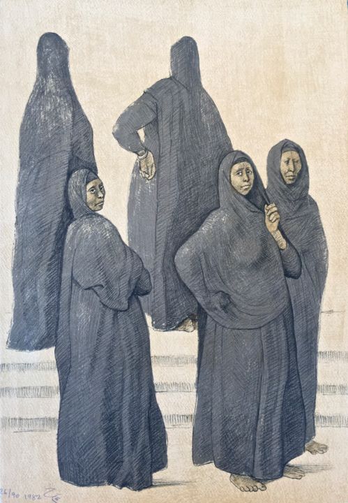 Estampas & grabados titulada "Impressions of Egip…" por Francisco Zuniga, Obra de arte original, Litografía