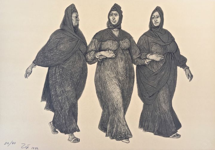 "Impressions of Egip…" başlıklı Baskıresim Francisco Zuniga tarafından, Orijinal sanat, Litografi