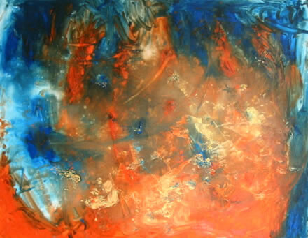 Painting titled "Orange Earth" by Franck Bleuzen, Original Artwork