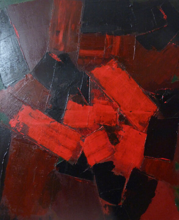 Painting titled "Le rouge et le noir…" by Franck Briatte, Original Artwork, Acrylic Mounted on Wood Stretcher frame