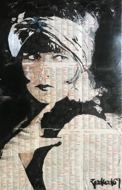Collages titled "Louise Brooks" by Franck Delapierre, Original Artwork, Acrylic