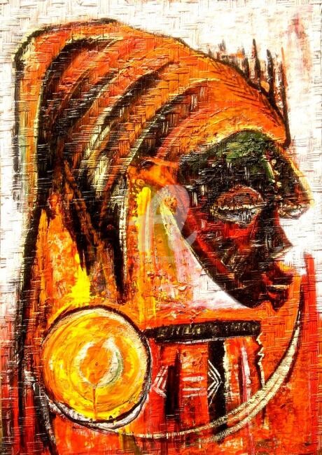 Peinture intitulée "Femme et le pouvoir" par Franck-Diki Dikisongele (sabam), Œuvre d'art originale, Huile