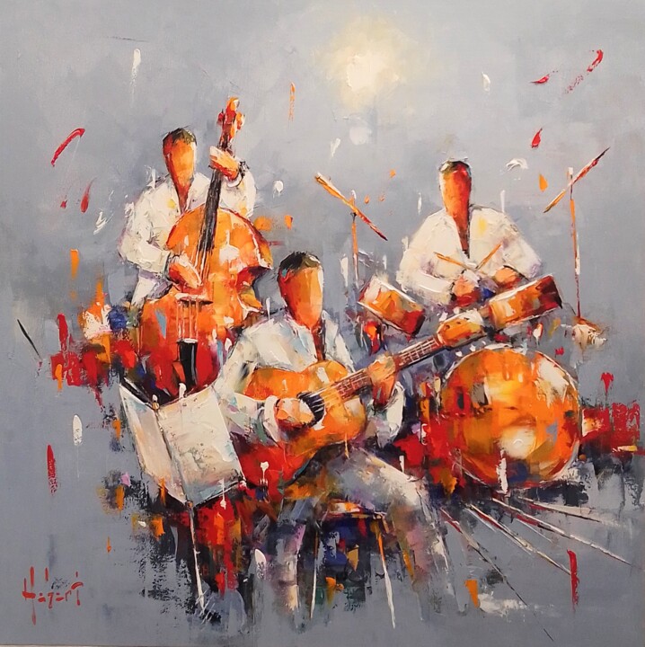 Peinture intitulée "Jazzy" par Franck Hebert, Œuvre d'art originale, Huile Monté sur Châssis en bois