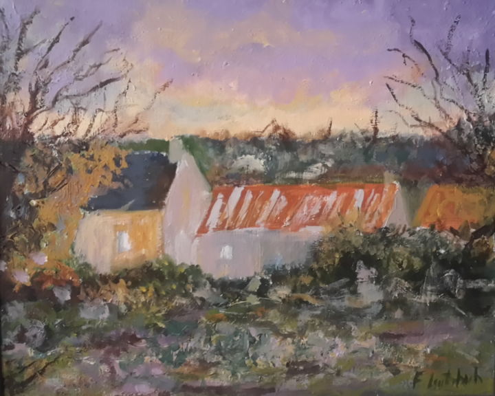 Painting titled "Le hameau soleil co…" by Franck Lauterbach, Original Artwork, Acrylic