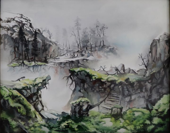 Peinture intitulée "god of war (copie)" par 20-100, Œuvre d'art originale, Huile Monté sur Verre