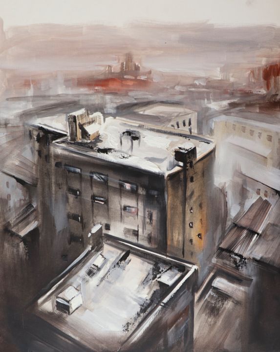 Peinture intitulée "Terrasse" par 20-100, Œuvre d'art originale, Huile