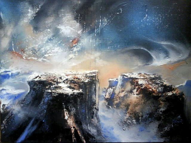 Peinture intitulée "Falaise 2" par 20-100, Œuvre d'art originale, Huile Monté sur Châssis