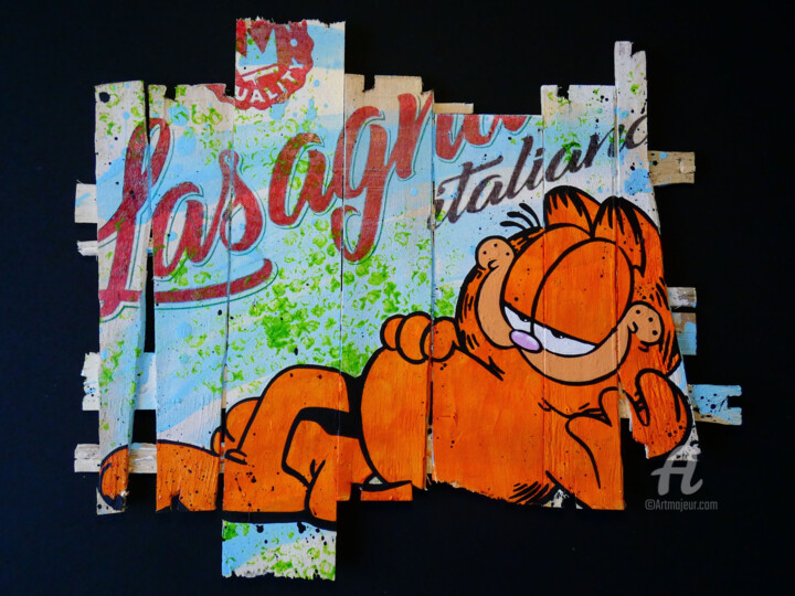 Pintura titulada "Garfield Lasagna" por Franck Neuville, Obra de arte original, Acrílico
