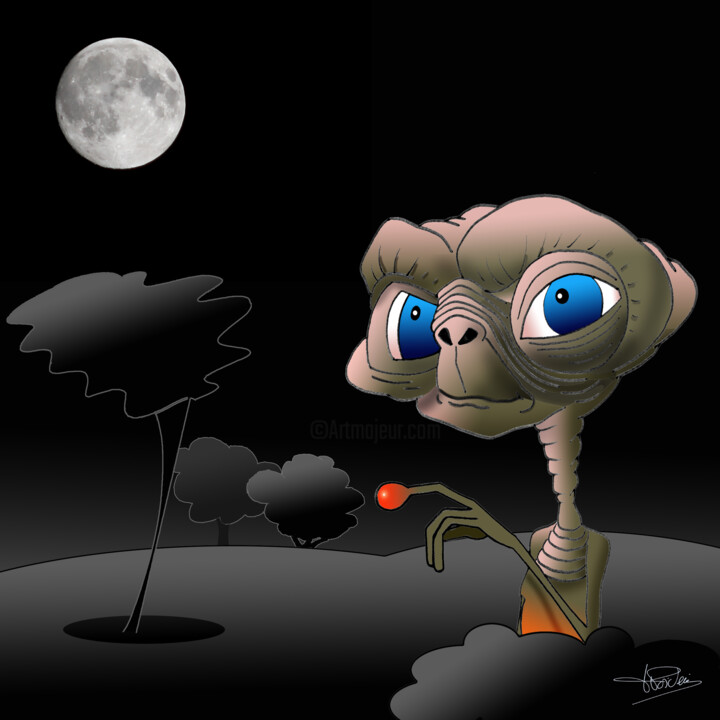 Arts numériques intitulée "E.T" par Franck Poidevin, Œuvre d'art originale, Peinture numérique