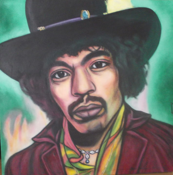 Peinture intitulée "jimi hendrix" par Franck Poinsenet, Œuvre d'art originale, Acrylique