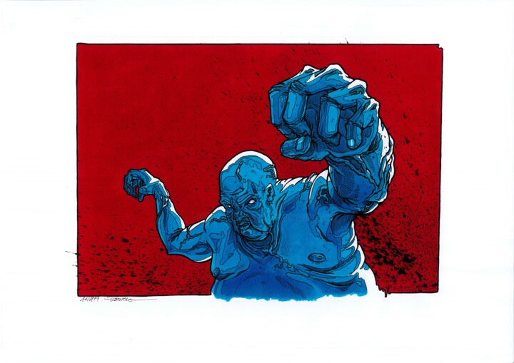 Disegno intitolato "F***ing Blue Boy" da Franck Renaud, Opera d'arte originale, Pennarello