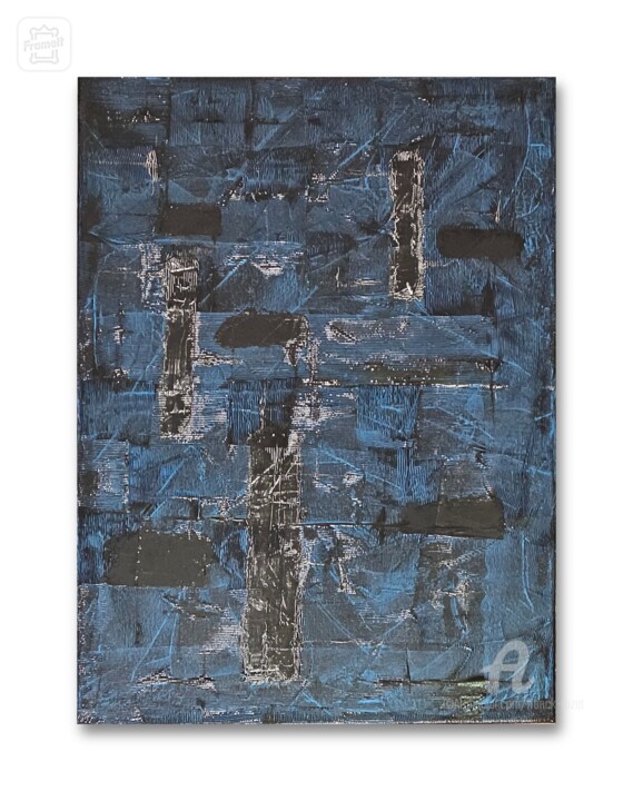 Pittura intitolato "Bleu" da Franck Rozet, Opera d'arte originale, Acrilico Montato su Telaio per barella in legno