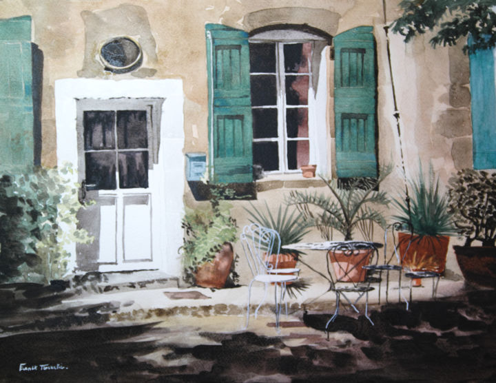 Peinture intitulée "Villeneuvette - Col…" par Franck Touratier, Œuvre d'art originale, Aquarelle Monté sur artwork_cat.