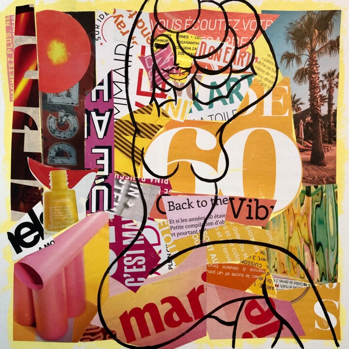 Collagen mit dem Titel "Chiquita Ibiza" von Franck Truffaut, Original-Kunstwerk, Collagen