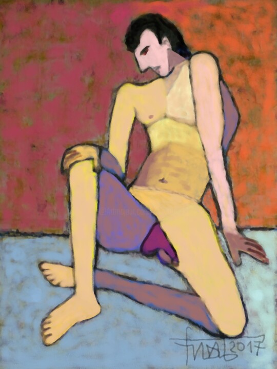 Painting titled "nu-merique-homme.jpg" by Franck Vidal, Original Artwork