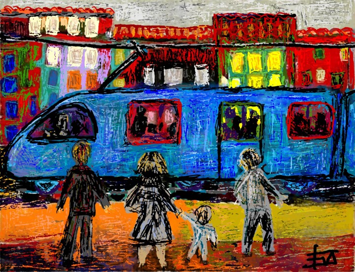 Digital Arts titled "tram.jpg" by Franck Vidal, Original Artwork, Digital Painting