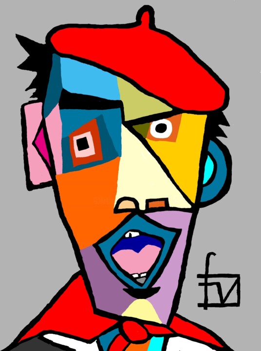 Arts numériques intitulée "chanteur-basque.jpg" par Franck Vidal, Œuvre d'art originale, Peinture numérique