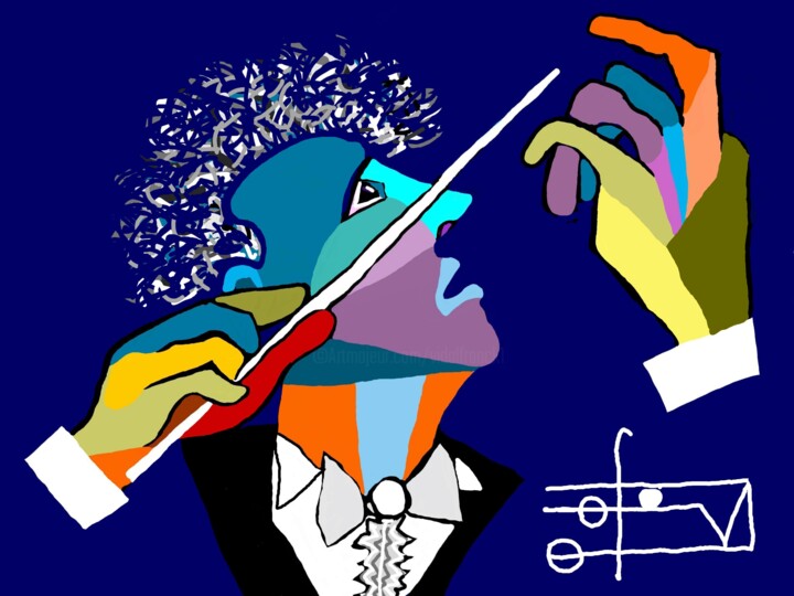 Arts numériques intitulée "chef-d'orchestre.jpg" par Franck Vidal, Œuvre d'art originale, Peinture numérique