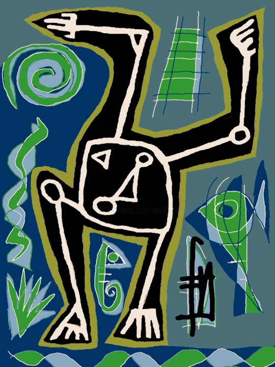 Digitale Kunst mit dem Titel "Homme Grenouille" von Franck Vidal, Original-Kunstwerk, Digitale Malerei