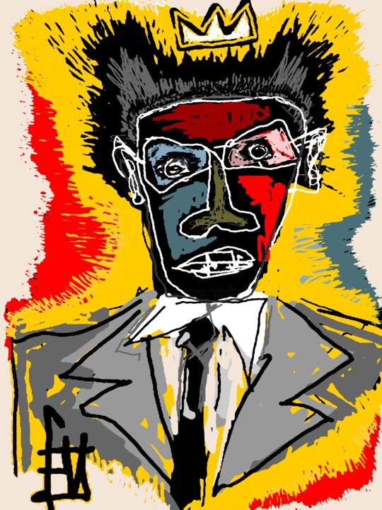 Arts numériques intitulée "BASQUIAT" par Franck Vidal, Œuvre d'art originale, Peinture numérique