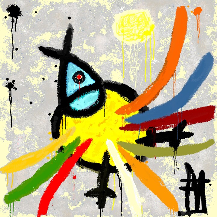 Digitale Kunst mit dem Titel "L'oiseau de feu" von Franck Vidal, Original-Kunstwerk, Digitale Malerei