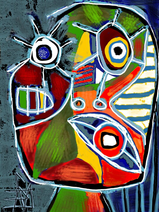Digital Arts titled "figuration colorée" by Franck Vidal, Original Artwork, Digital Painting