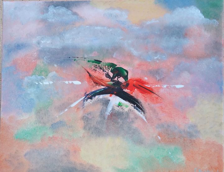 Painting titled "Abstrait brouillard…" by Franck Gaillard, Original Artwork, Acrylic