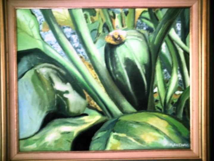 Peinture intitulée "au fond du jardin" par Franck Planchais, Œuvre d'art originale