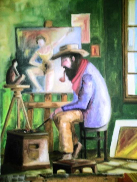 Peinture intitulée "le peintre" par Franck Planchais, Œuvre d'art originale